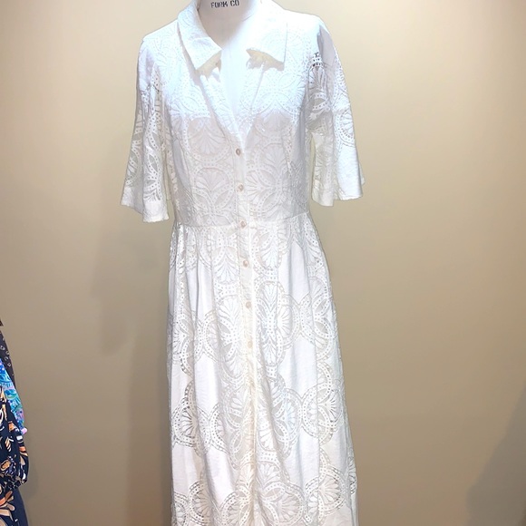 Anthropologie Maeve Eyelet Midi Dress - Picture 8 of 8